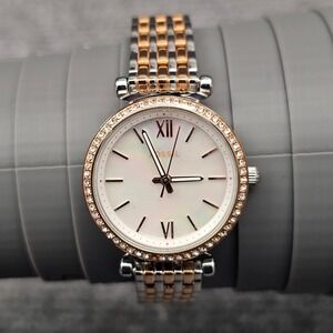 Fossil Women Watch Carlie Mini Two-Tone Stainless Steel MOP Dial ES4649 New